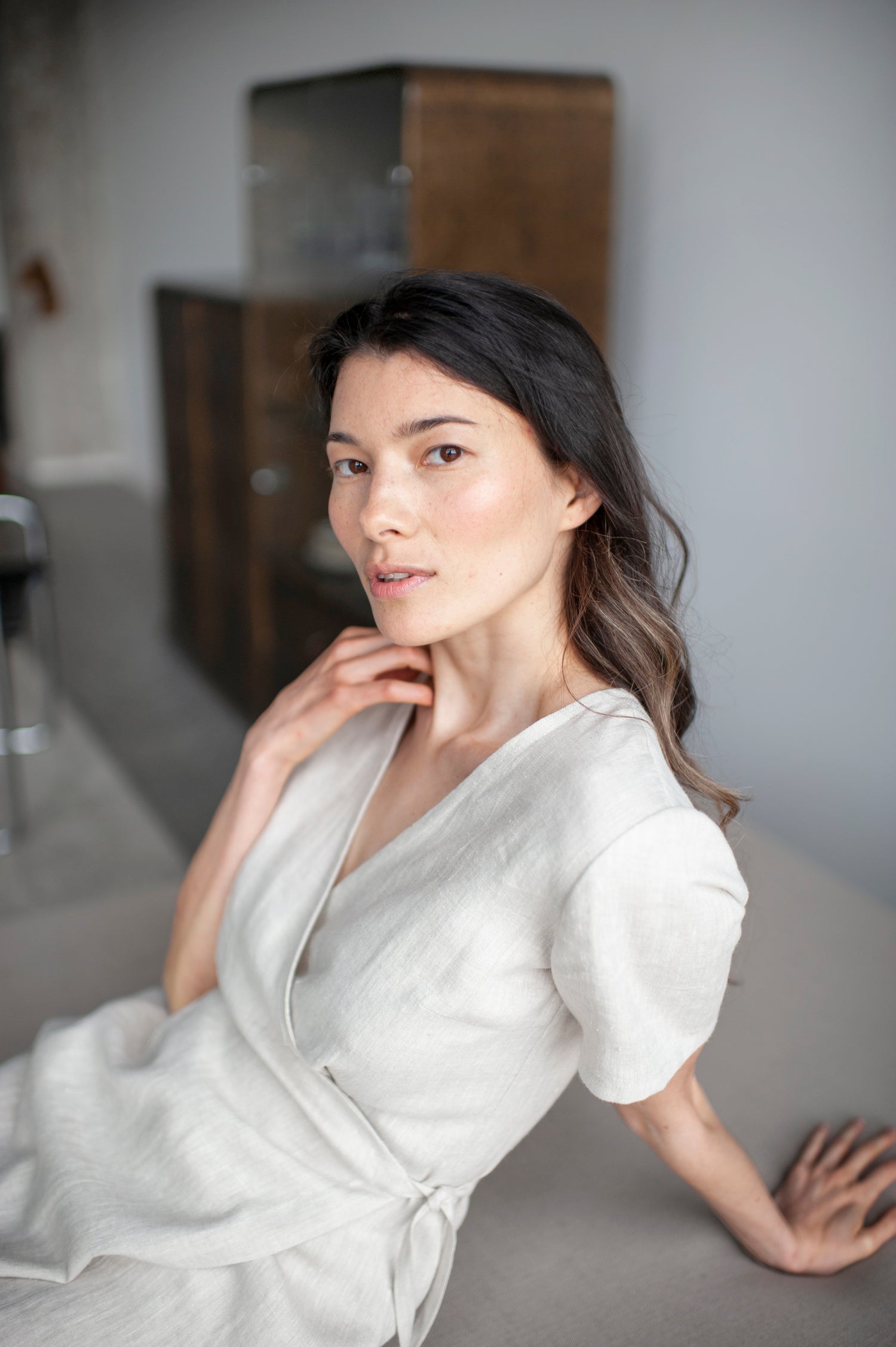 Natural light Linen Wrap Dress | SAND SNOW LINEN Sand Snow Linen Natural light Linen Wrap Dress | SAND SNOW LINEN Sand Snow Linen