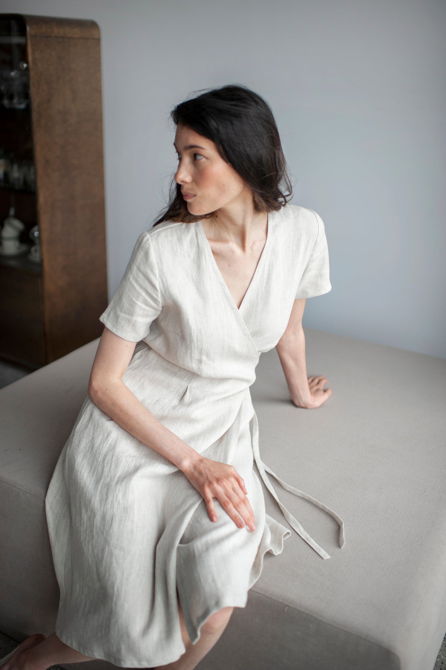Natural light Linen Wrap Dress | SAND SNOW LINEN Sand Snow Linen Natural light Linen Wrap Dress | SAND SNOW LINEN Sand Snow Linen