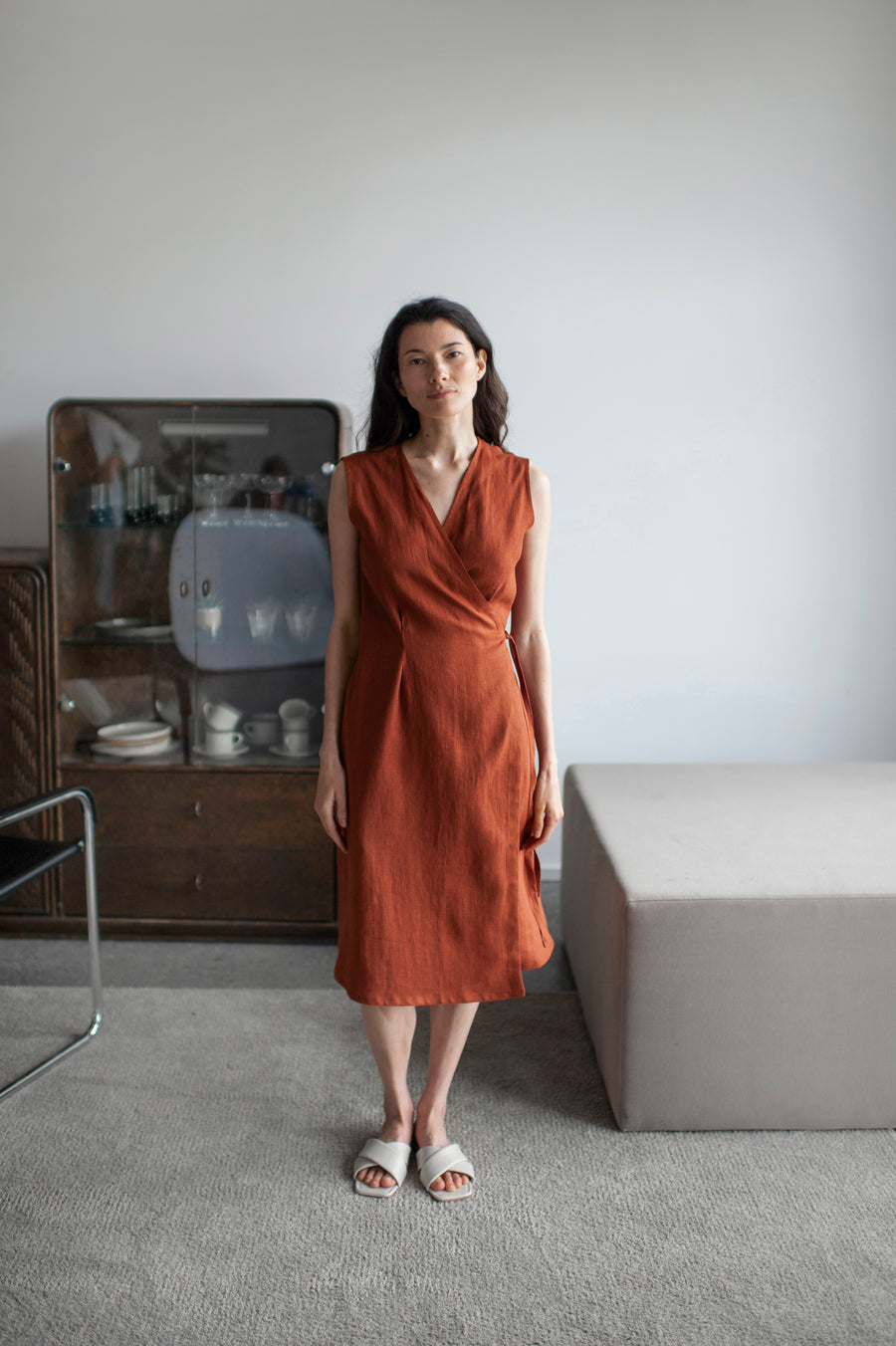 linen wrap dress