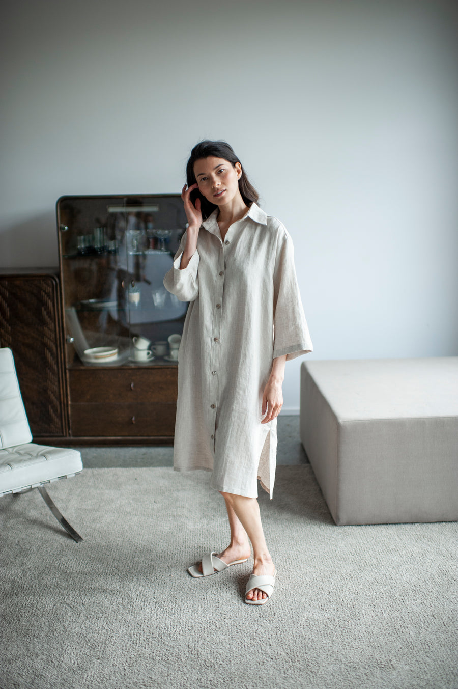 linen shirt dress