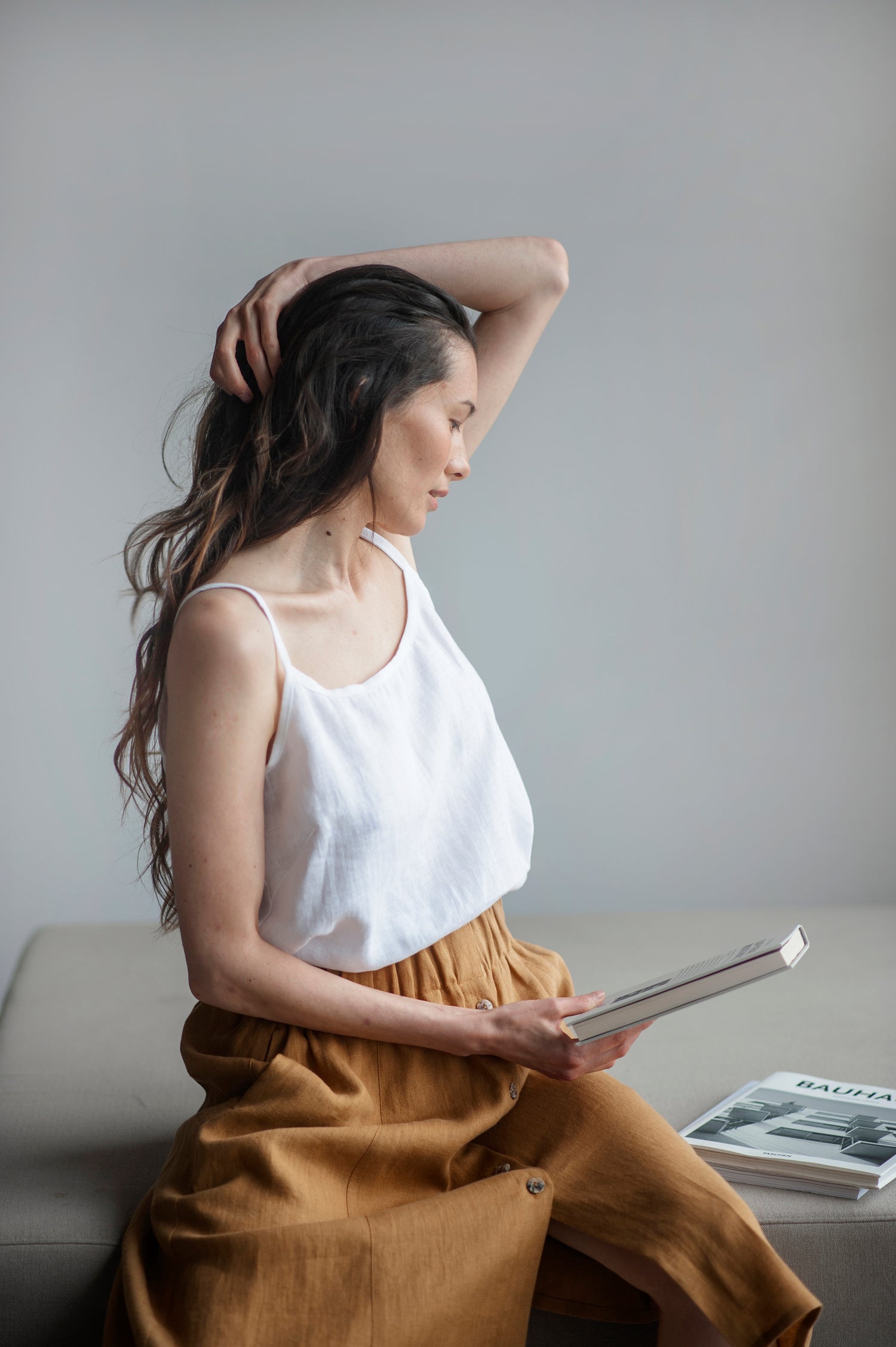 linen skirt with buttons