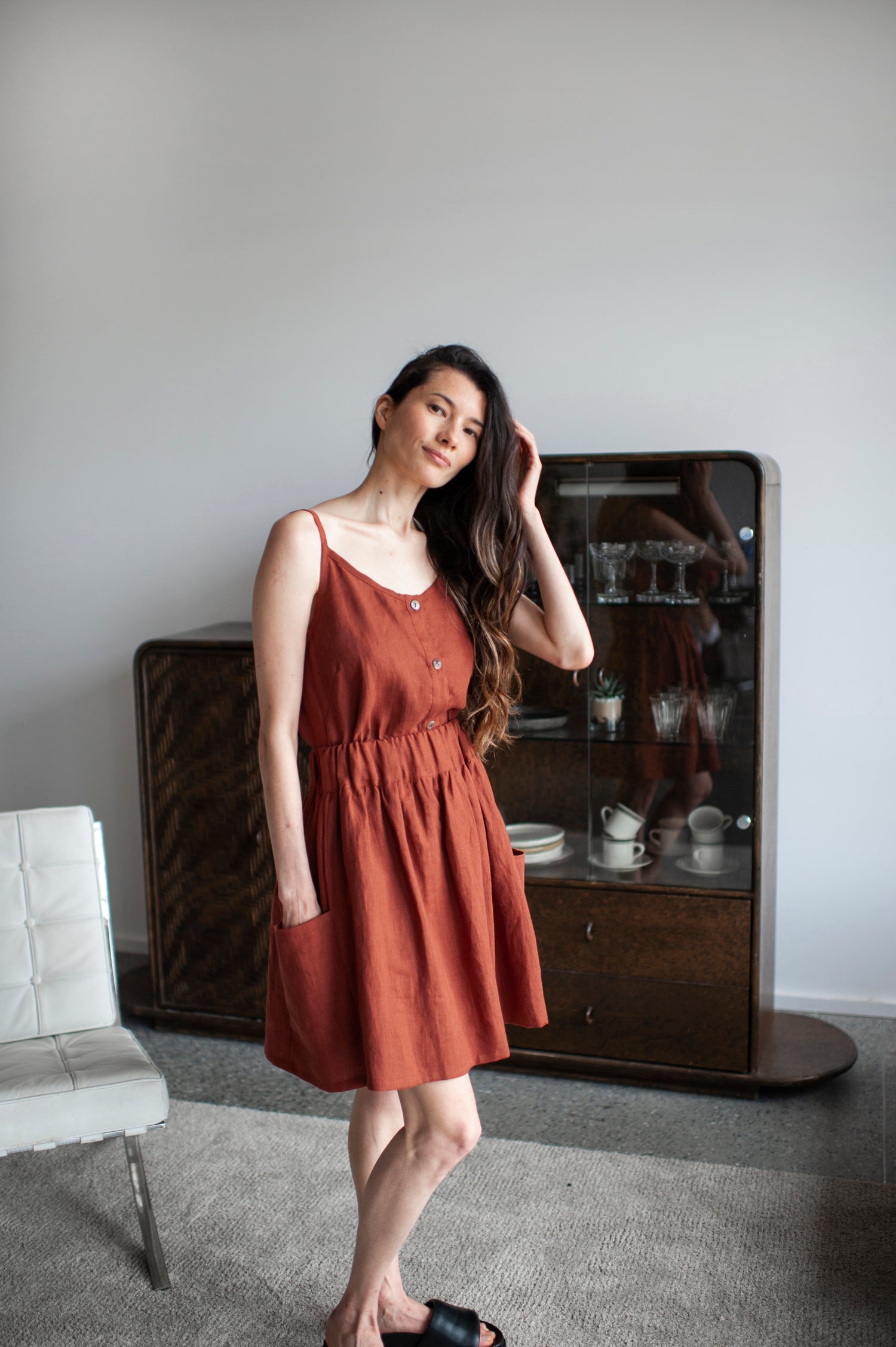 rusty linen skirt