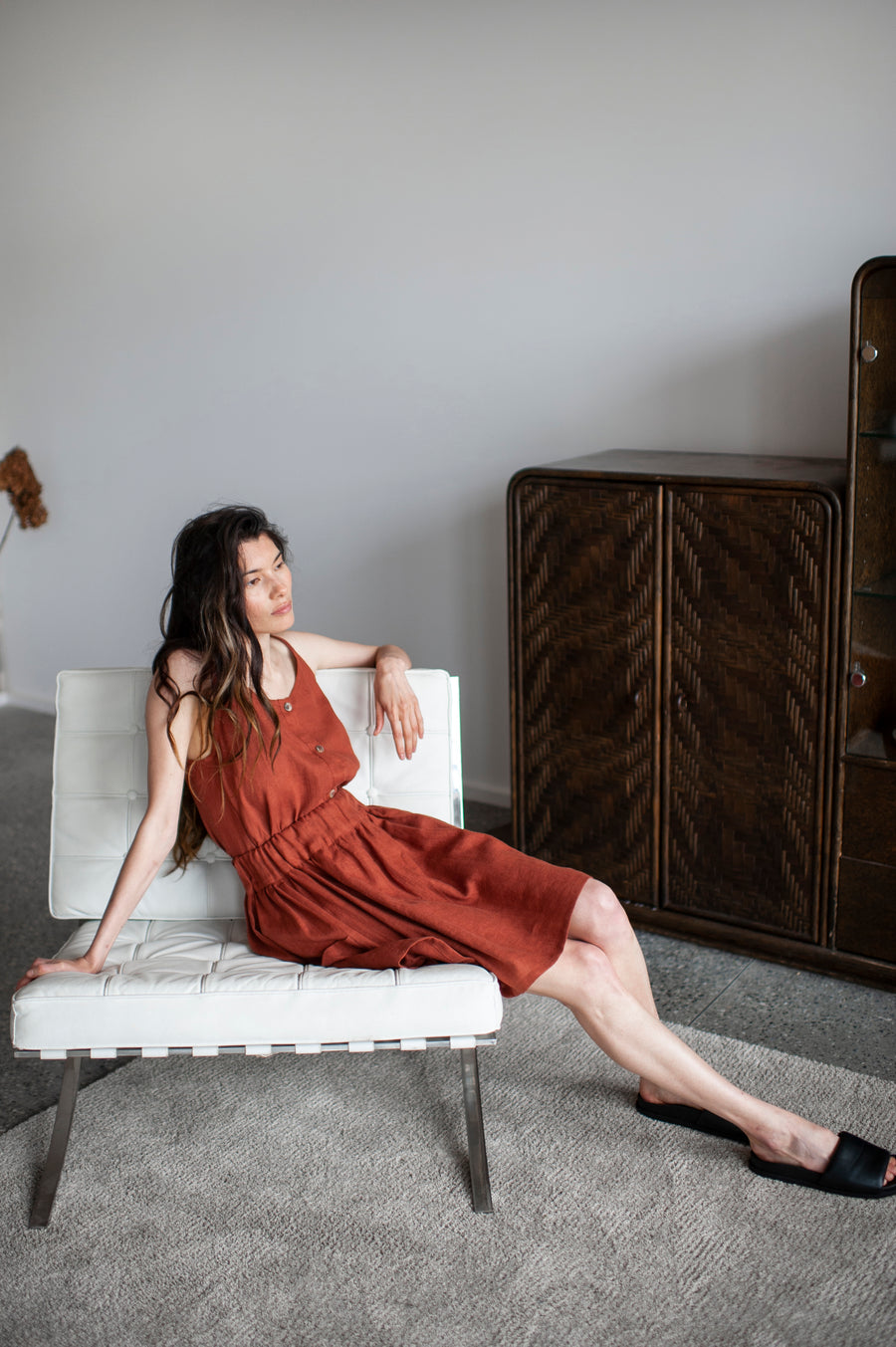 rusty linen skirt