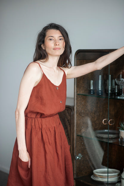 rusty linen skirt