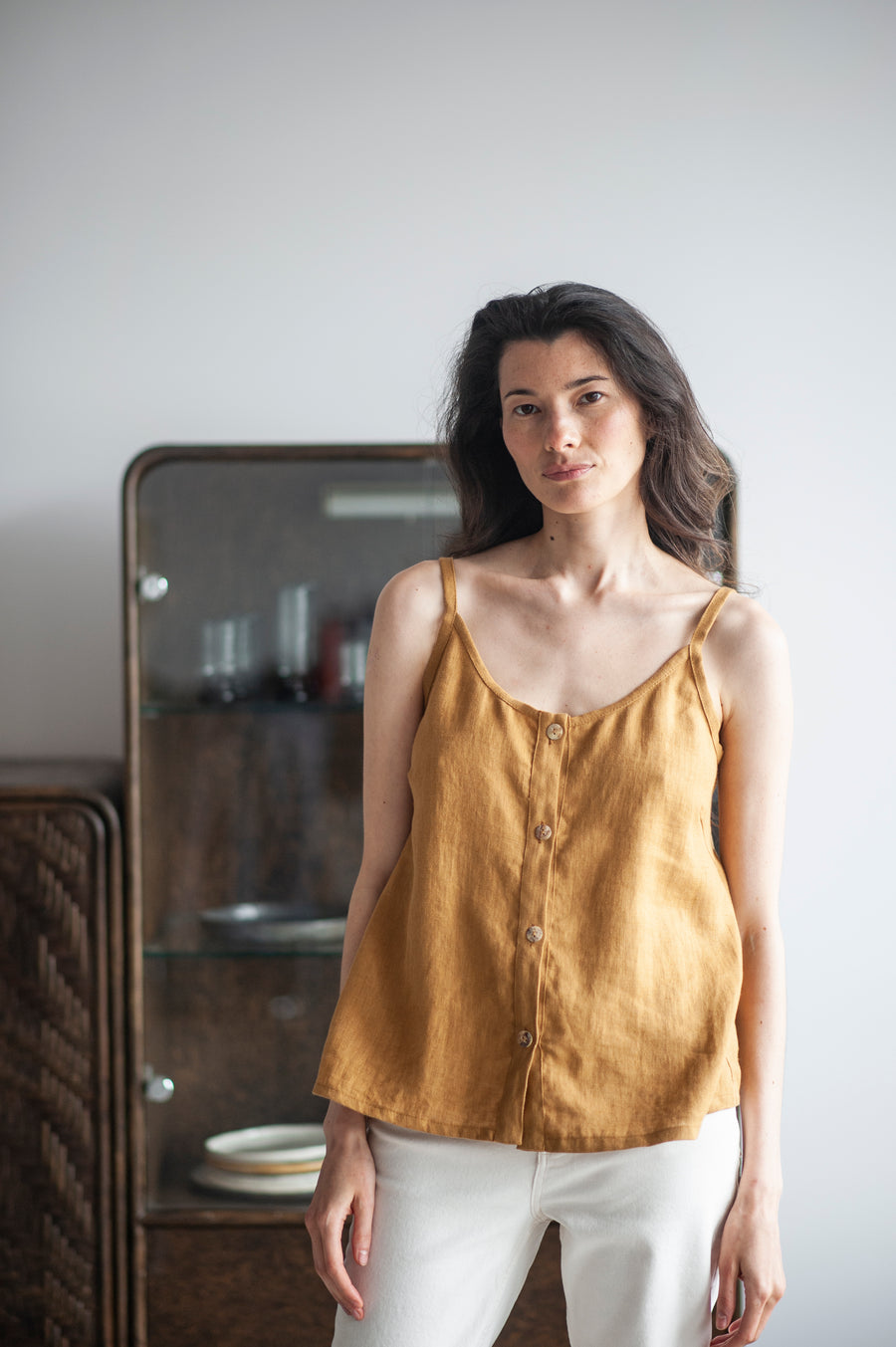 Amber Linen Cami Slip Top