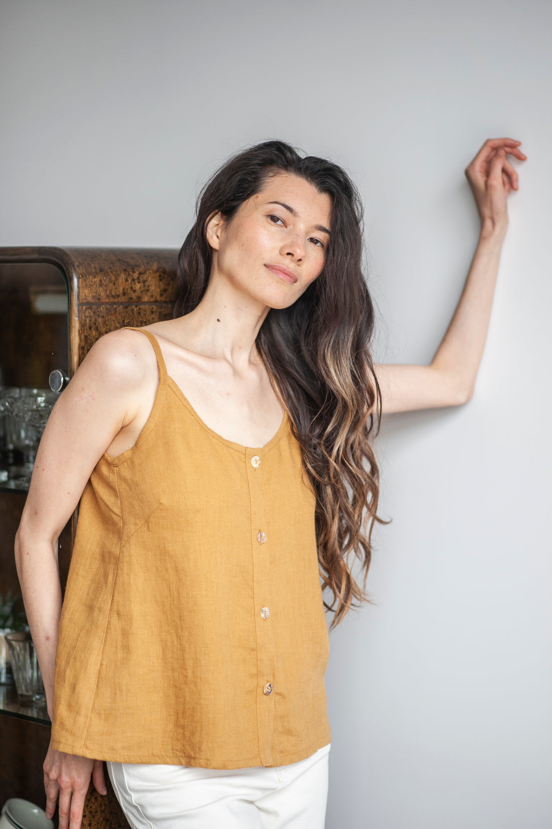 Amber Linen Cami Slip Top