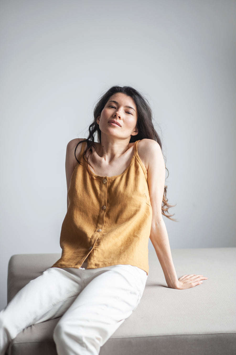 Amber Linen Cami Slip Top