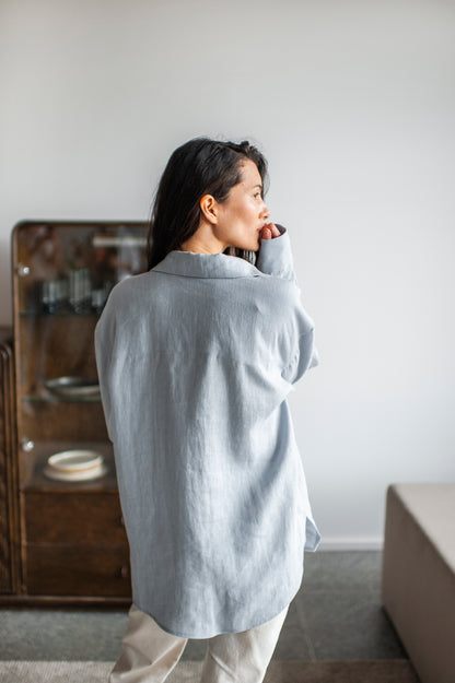 Ice Blue Linen Shirt