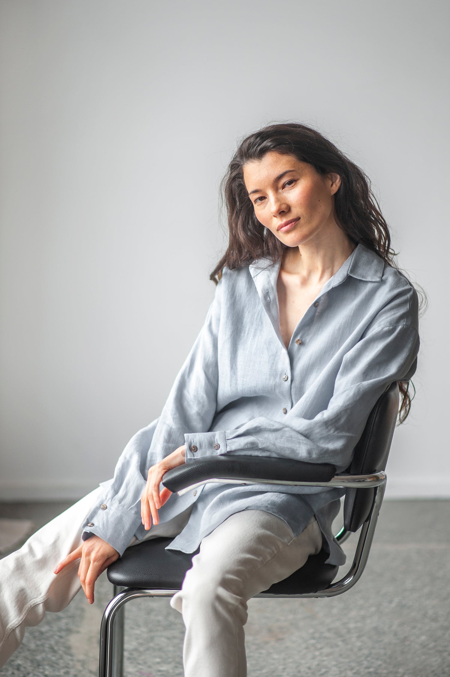 Ice Blue Linen Shirt