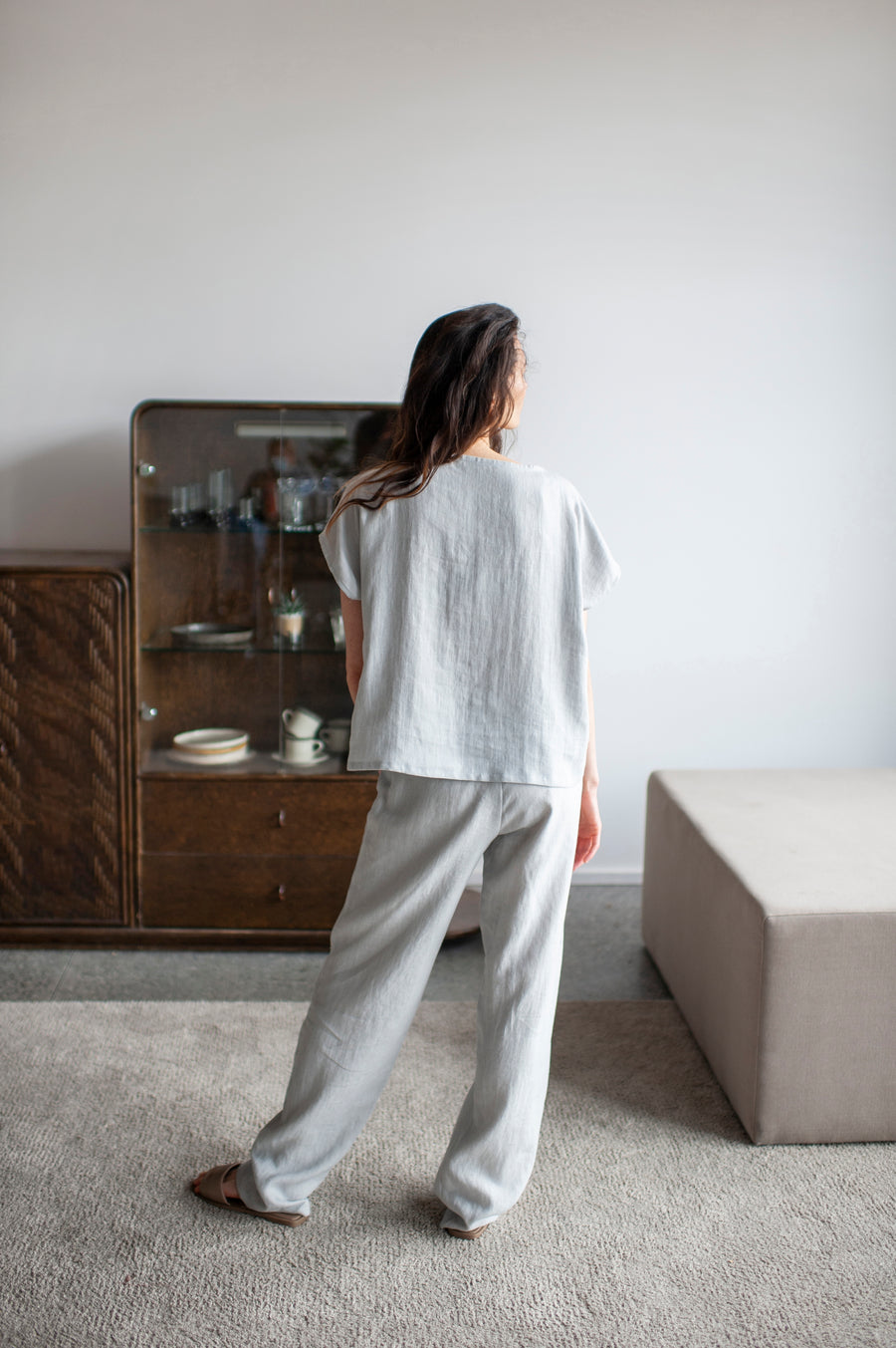 gray linen pajama pants