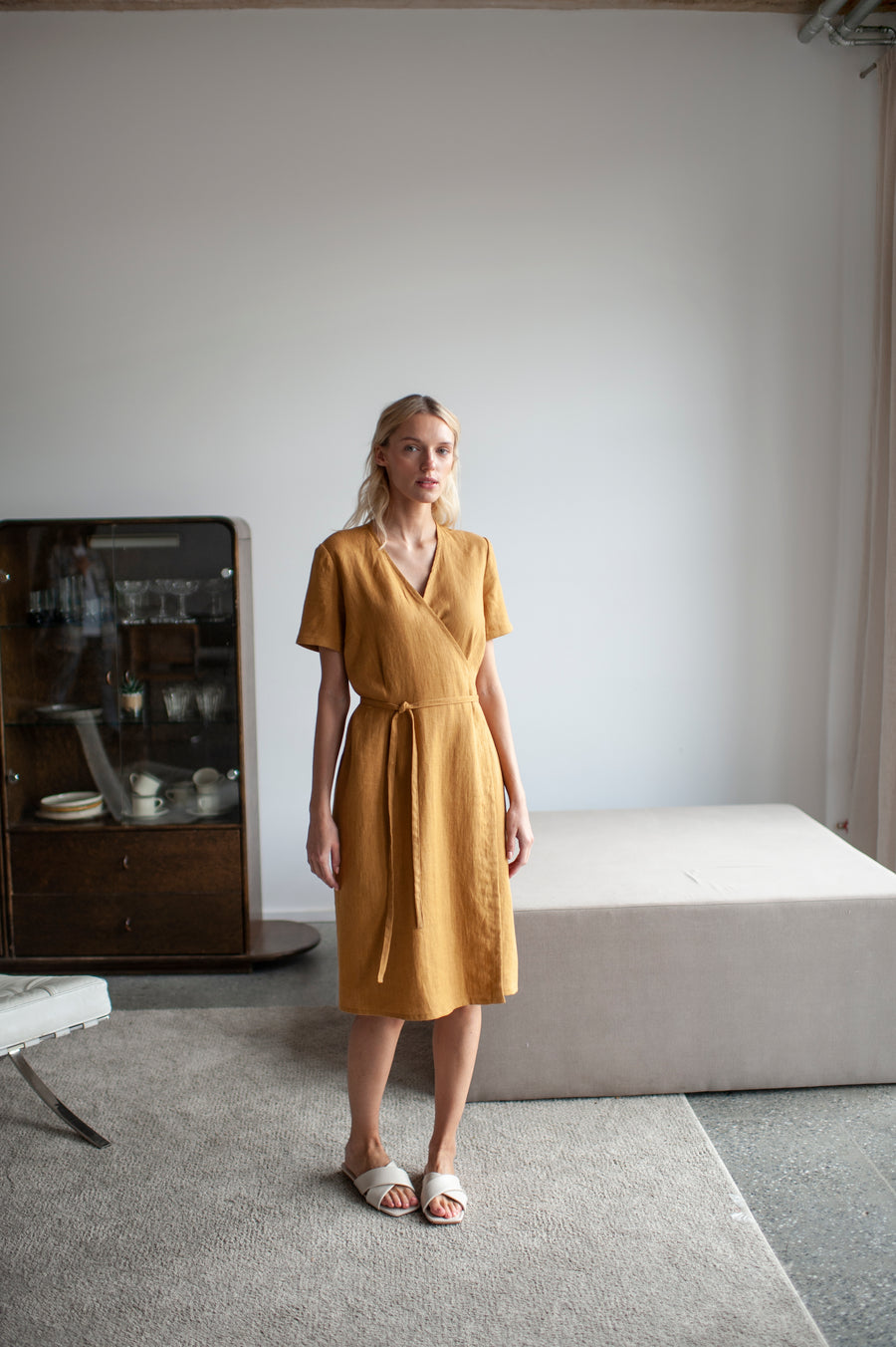 linen wrap dress