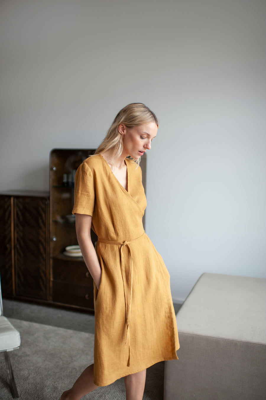 linen wrap dress