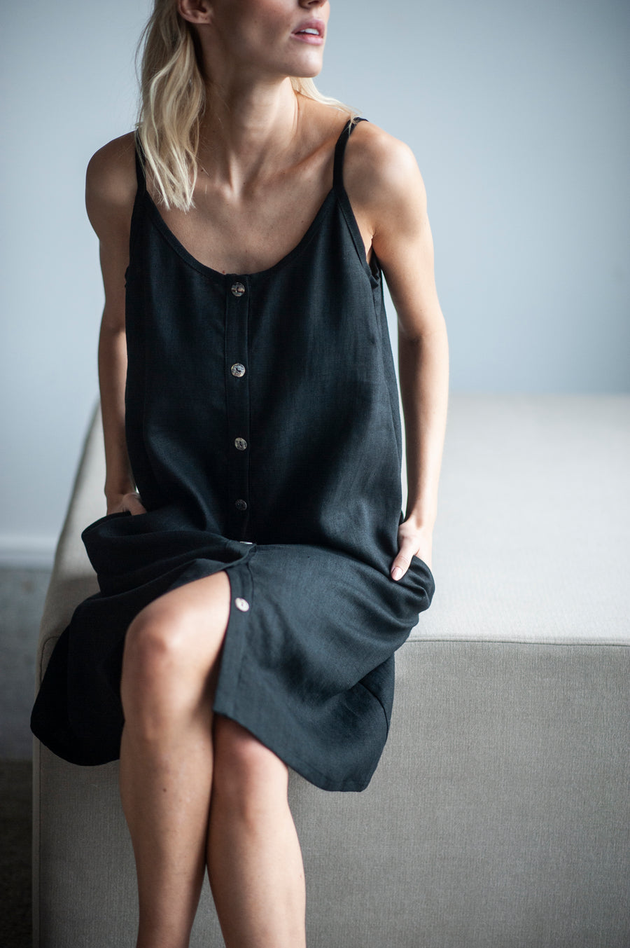 linen slip dress