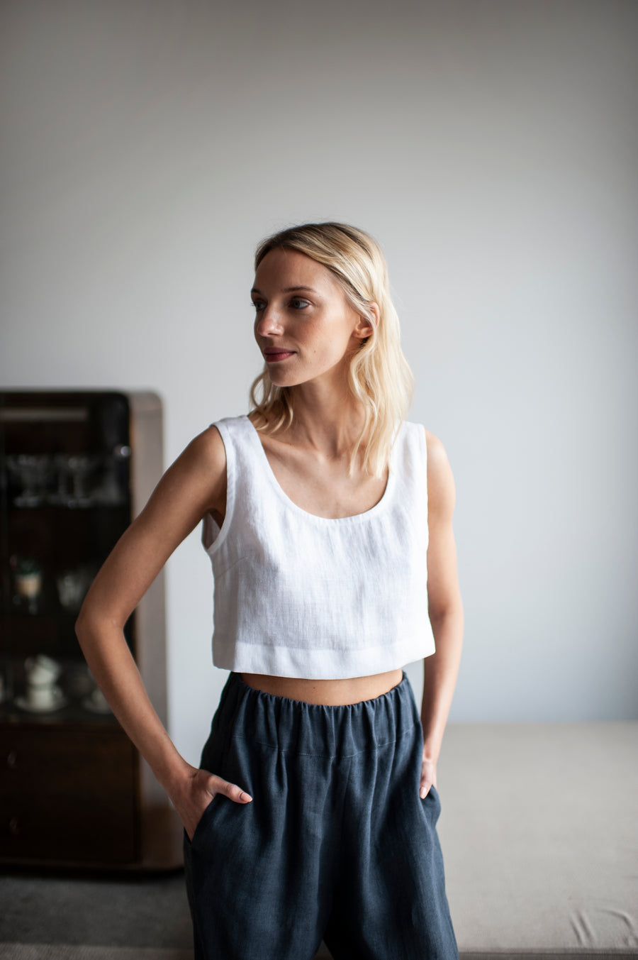 linen crop top