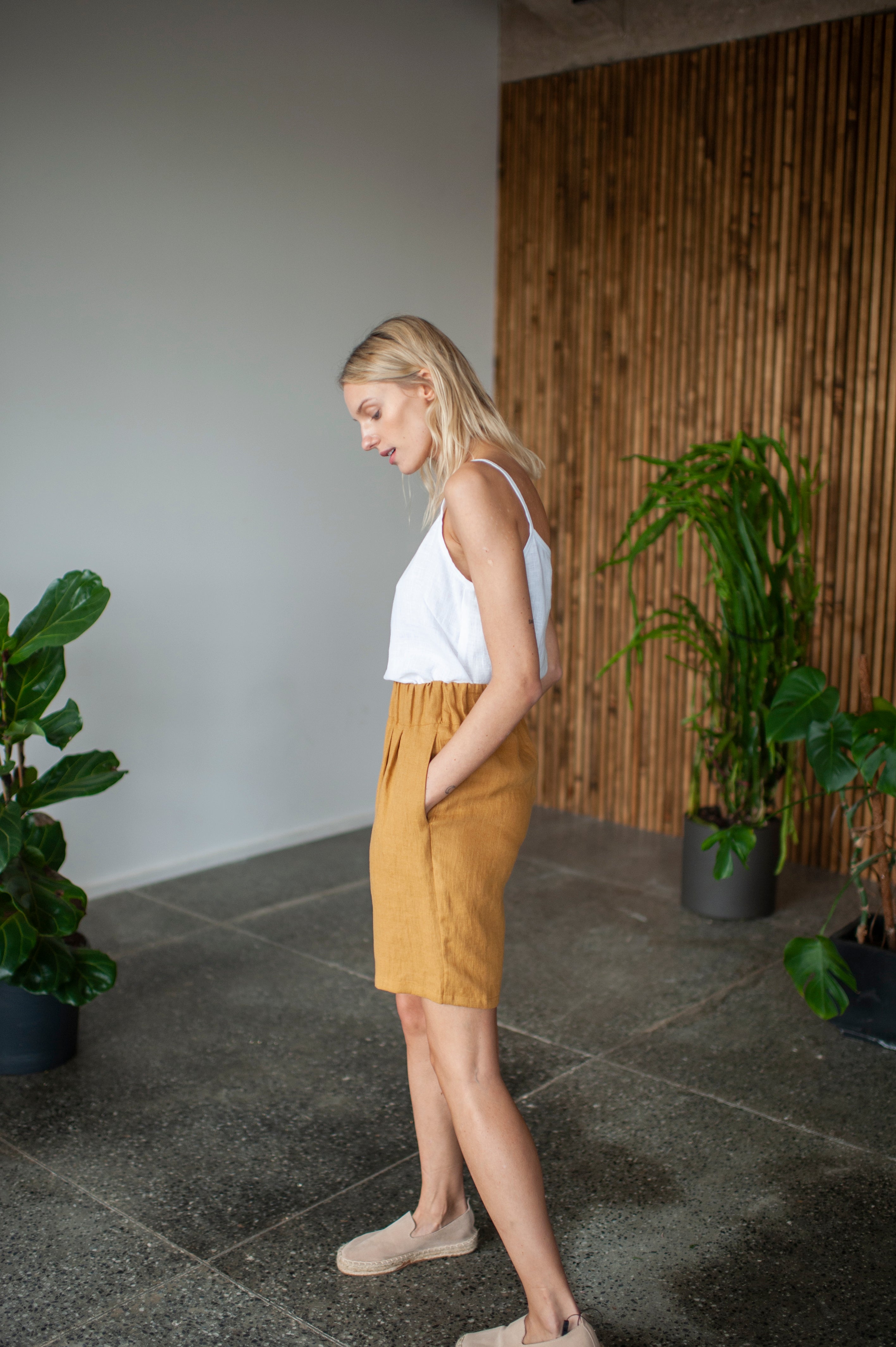 linen bermuda shorts