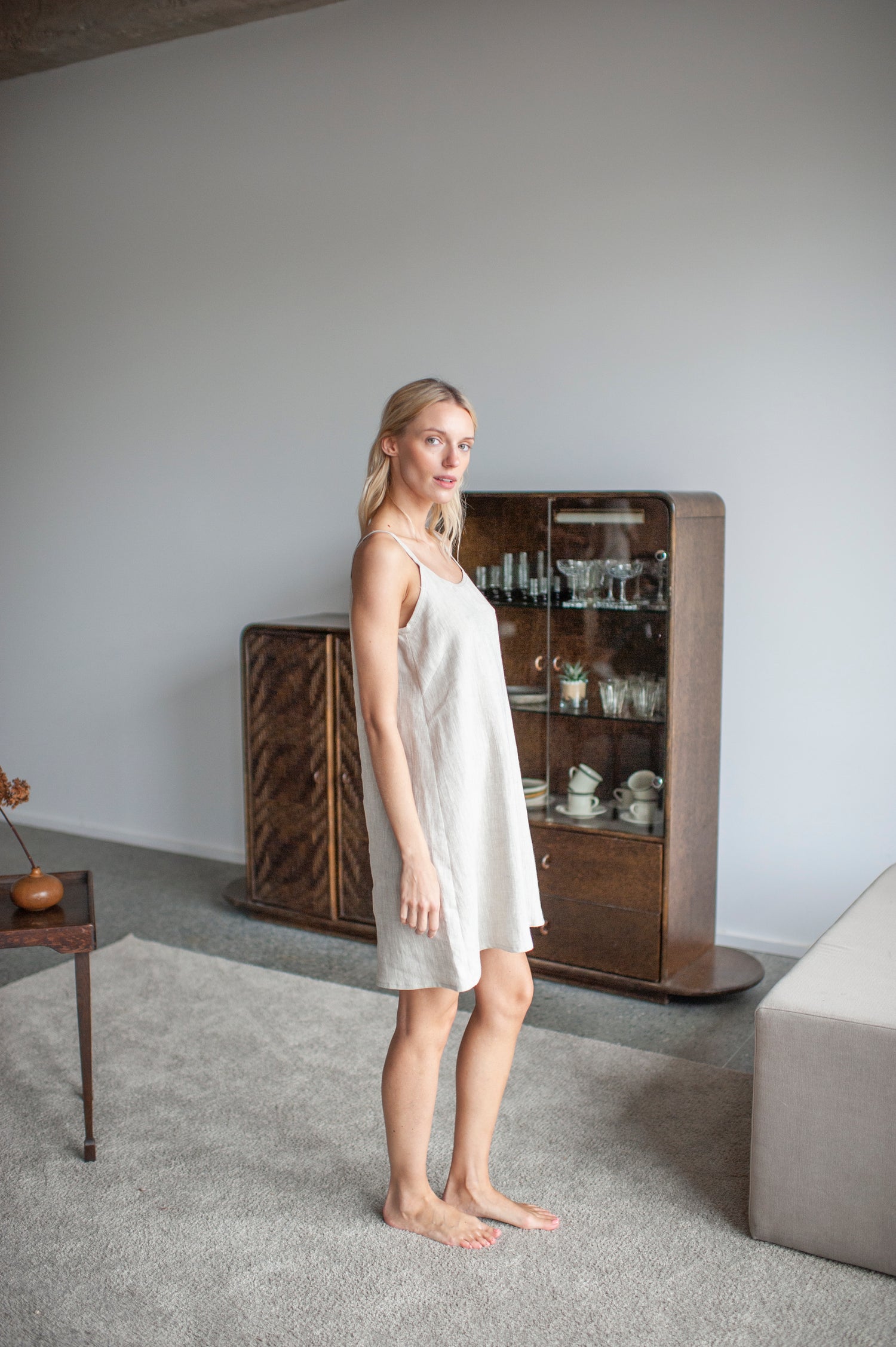 night dress linen Natural light linen nightdress