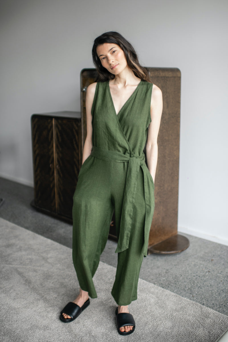 linen wrap jumpsuit