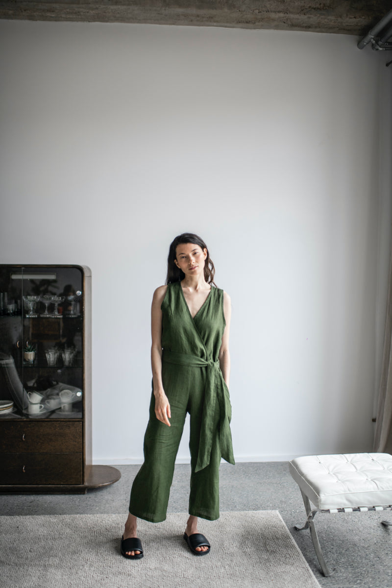 linen wrap jumpsuit