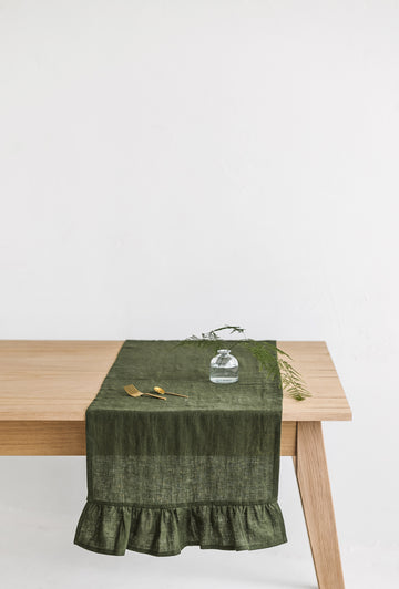 Linen Table Runner - Moss Green - KESTREL