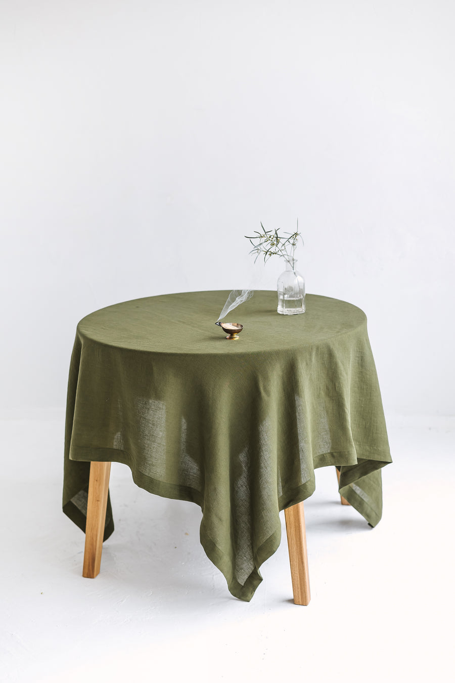 Forest green linen tablecloth