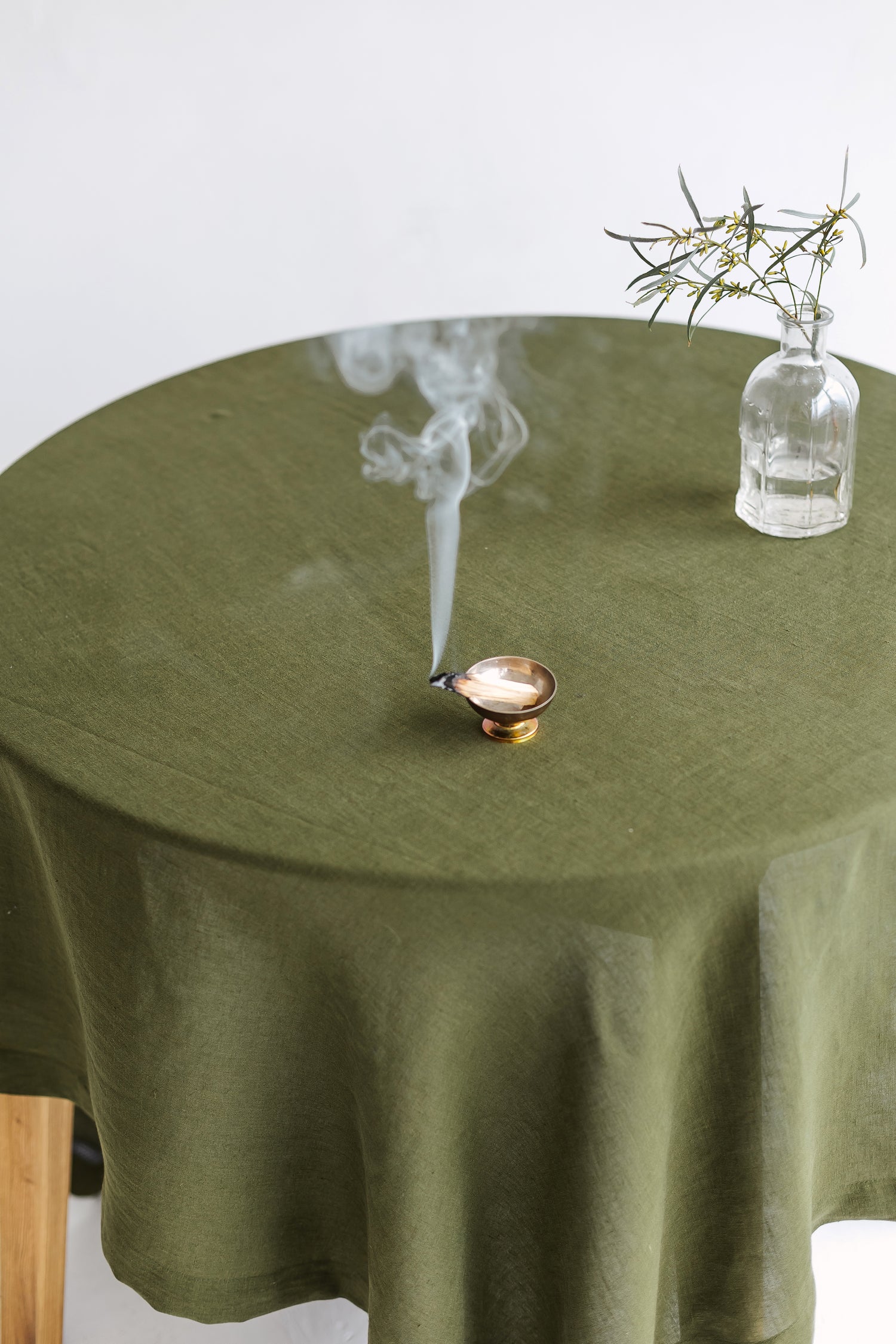 Forest green linen tablecloth