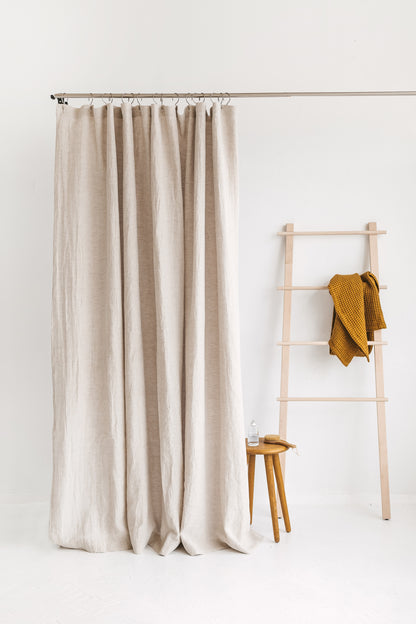 Waterproof Natural Light Linen Shower Curtain 220cm / 87&