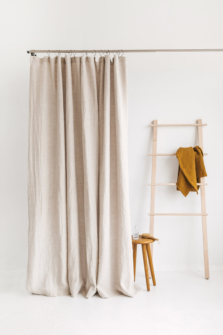 Waterproof Natural Light Linen Shower Curtain 220cm / 87'' width