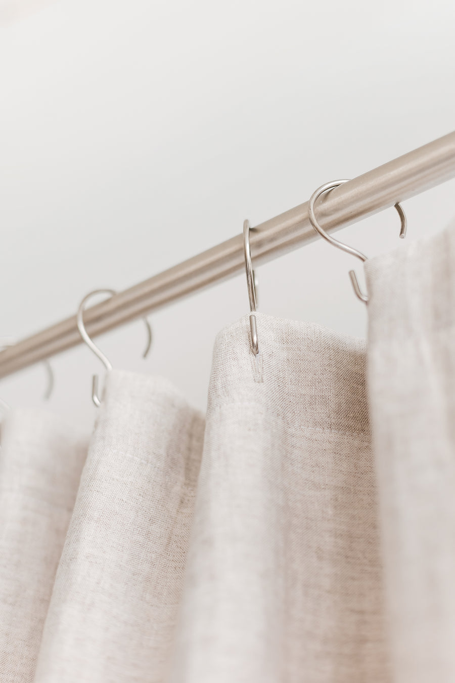 Waterproof Natural Light Linen Shower Curtain 220cm / 87'' width