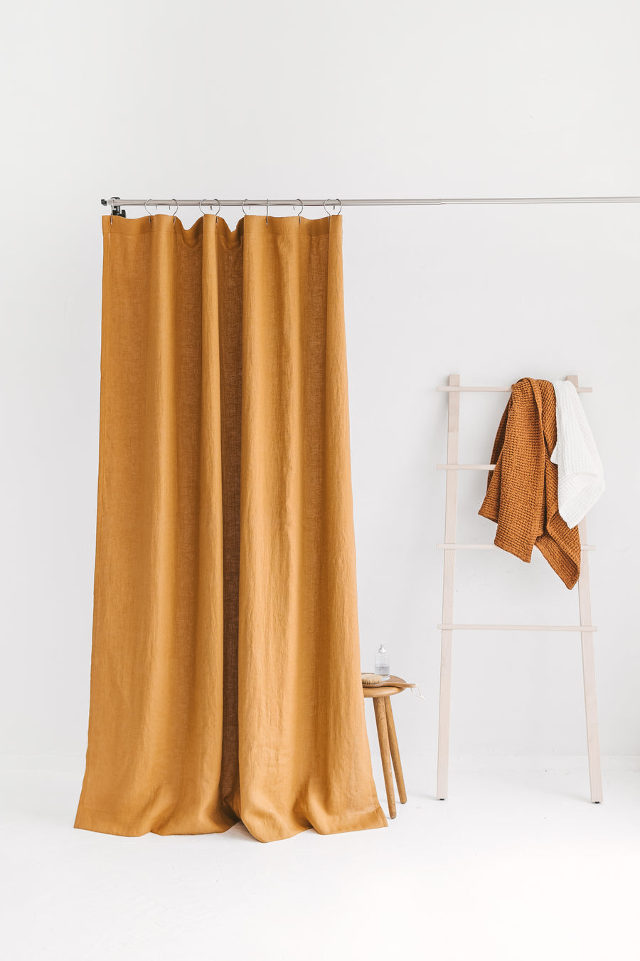 Waterproof Amber Linen Shower Curtain 90cm / 35'' width