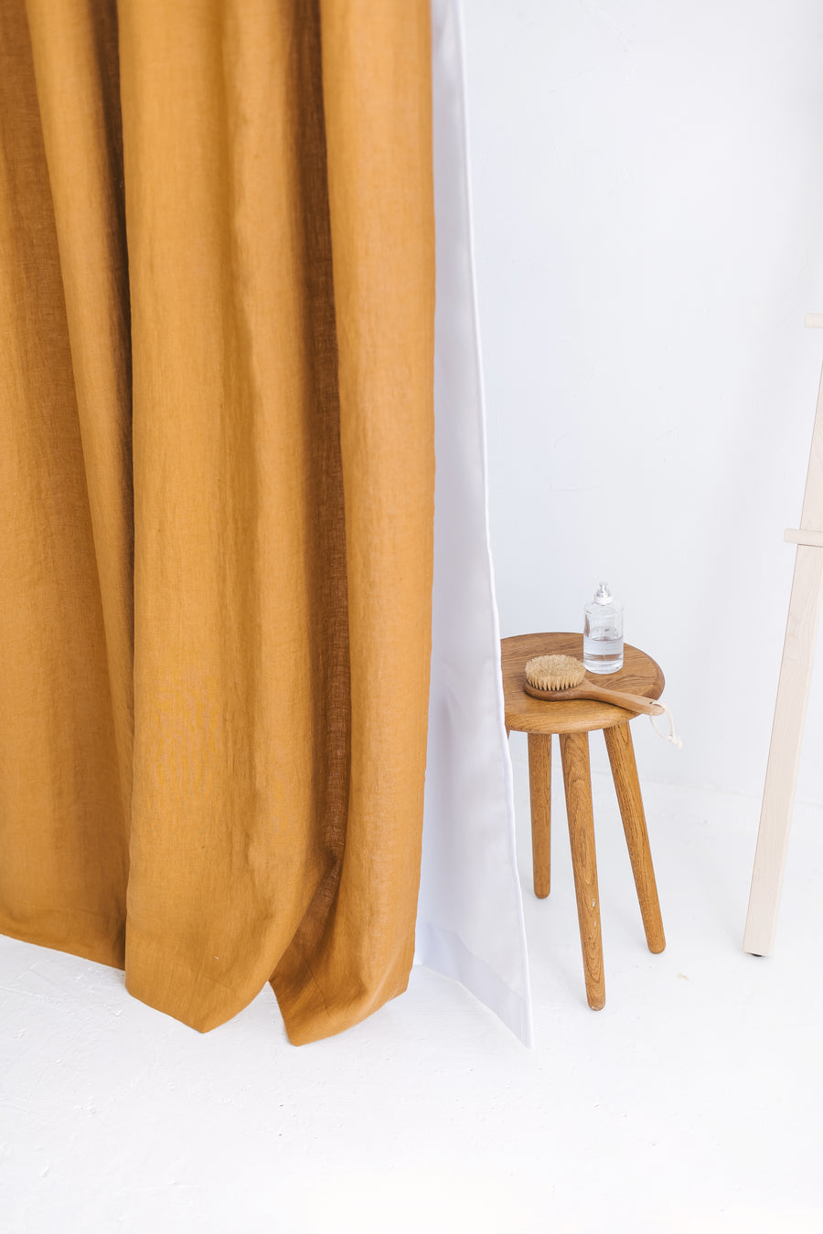 Waterproof Amber Linen Shower Curtain 90cm / 35'' width