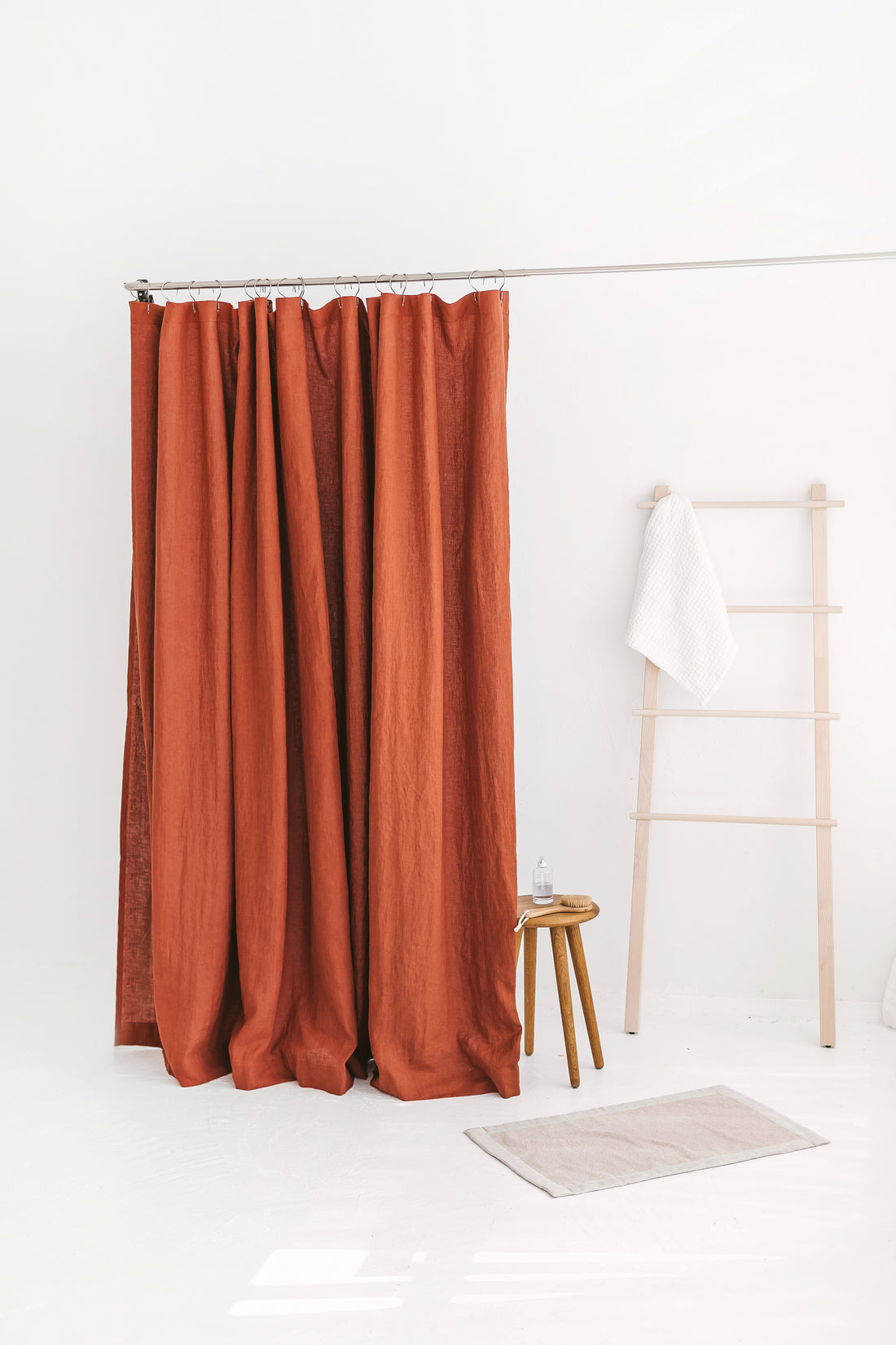 Waterproof Rusty Linen Shower Curtain 280cm / 110&