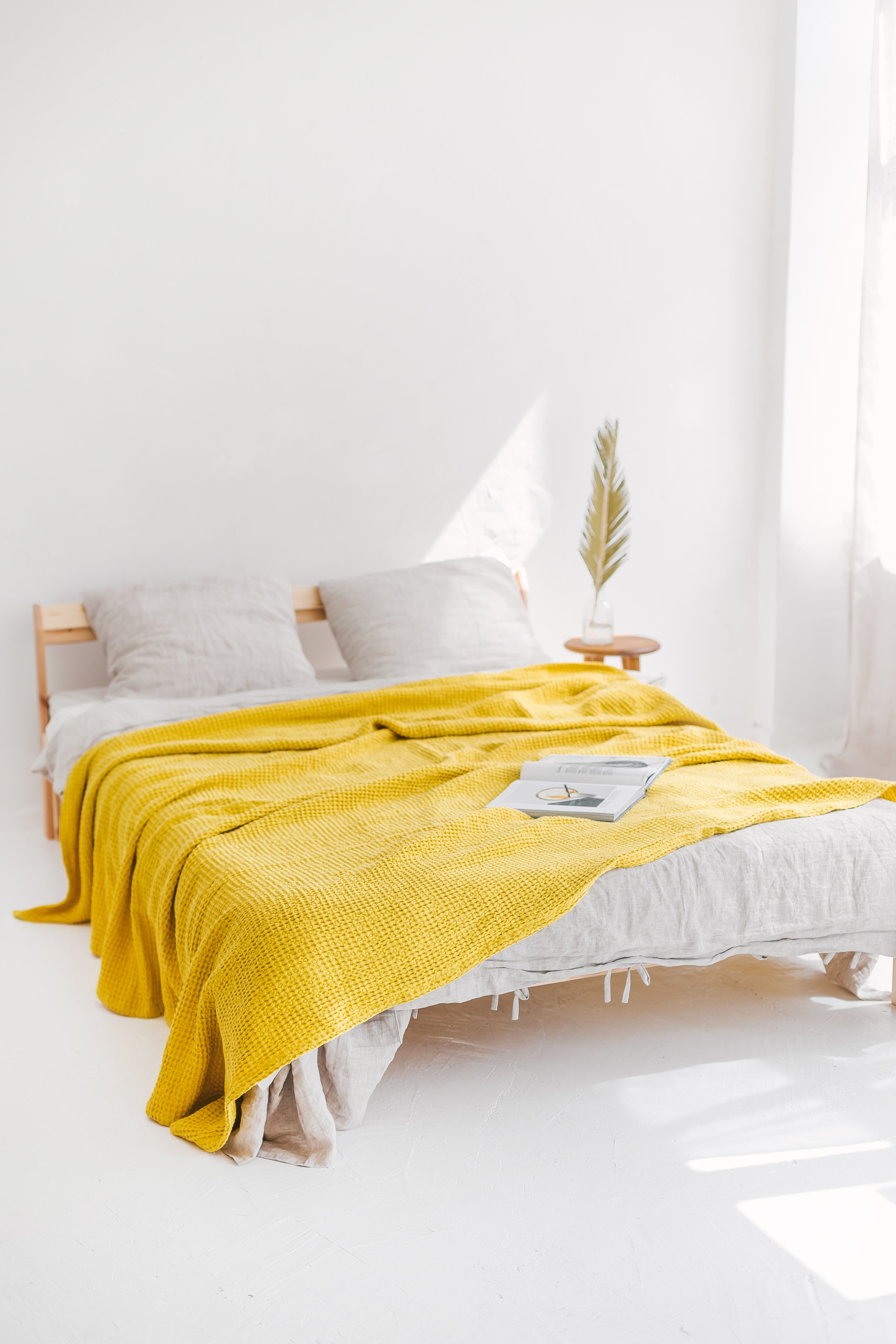 linen waffle bedspread
