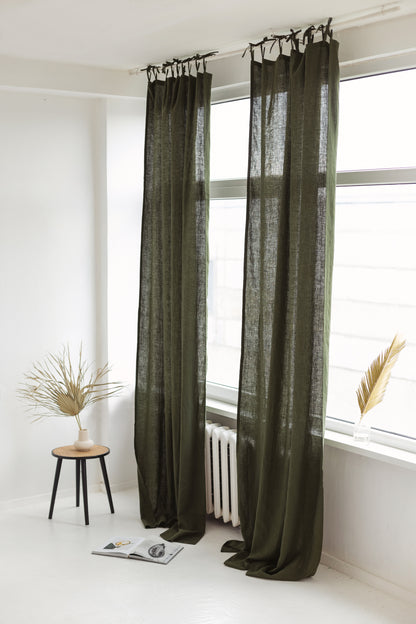 linen curtain with ties