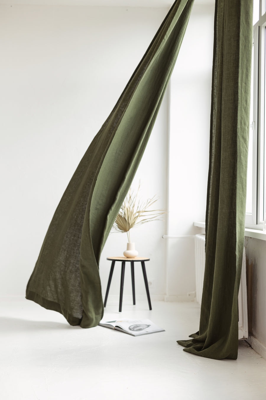 linen curtain with ties