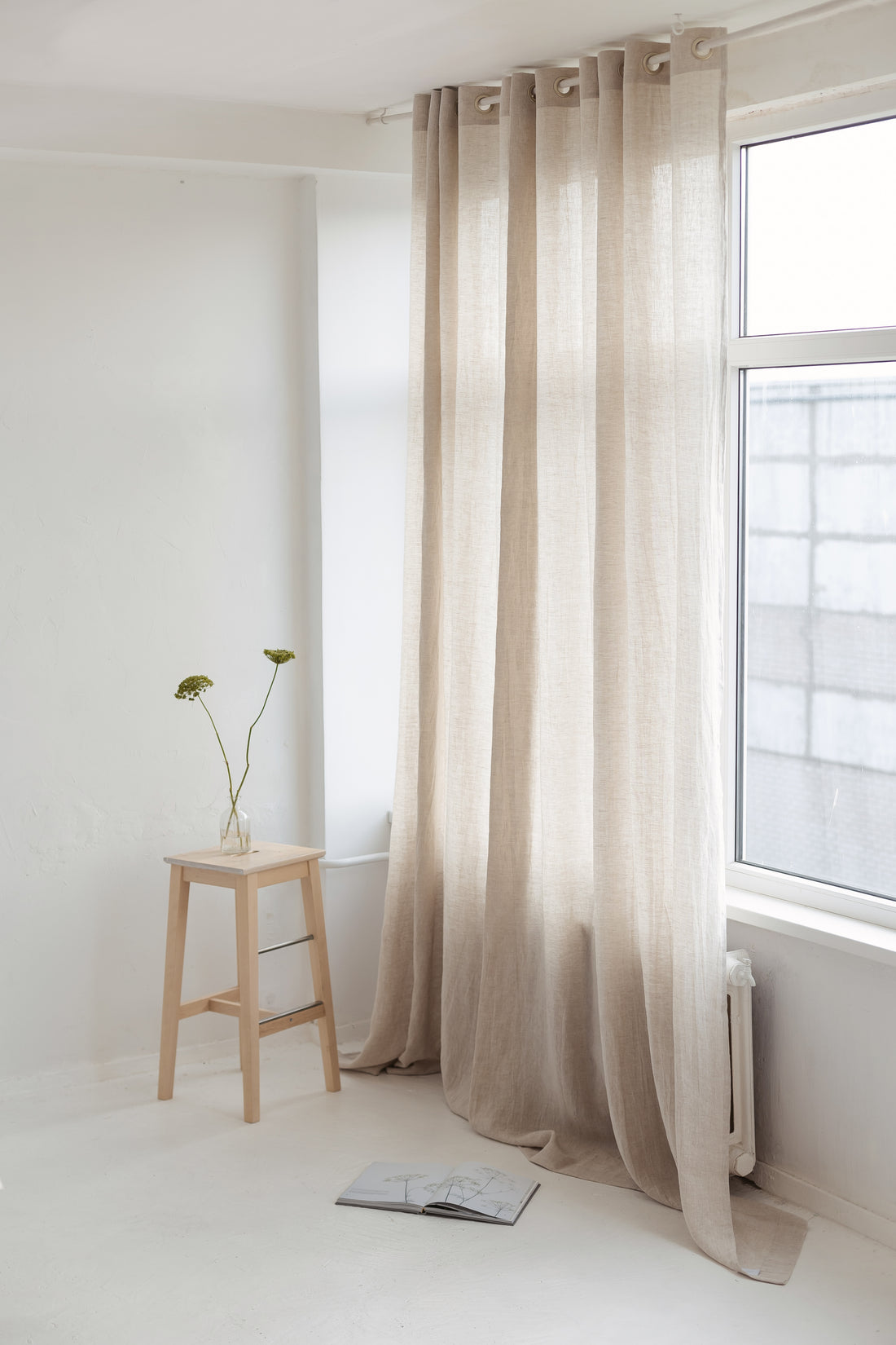 87&quot;/ 220 cm width Natural light Linen Curtain With Grommets