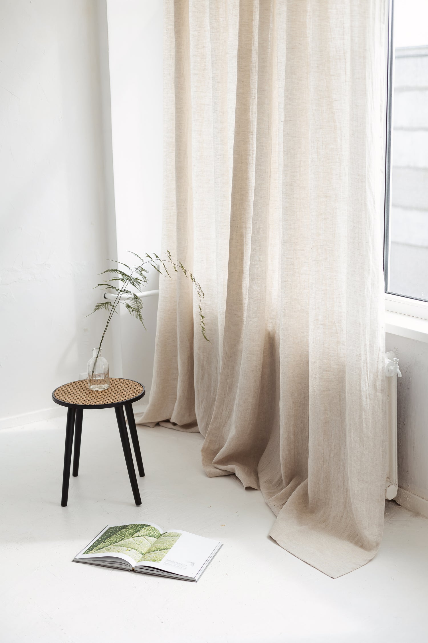87&quot;/ 220 cm width Natural light Linen Curtain With Grommets