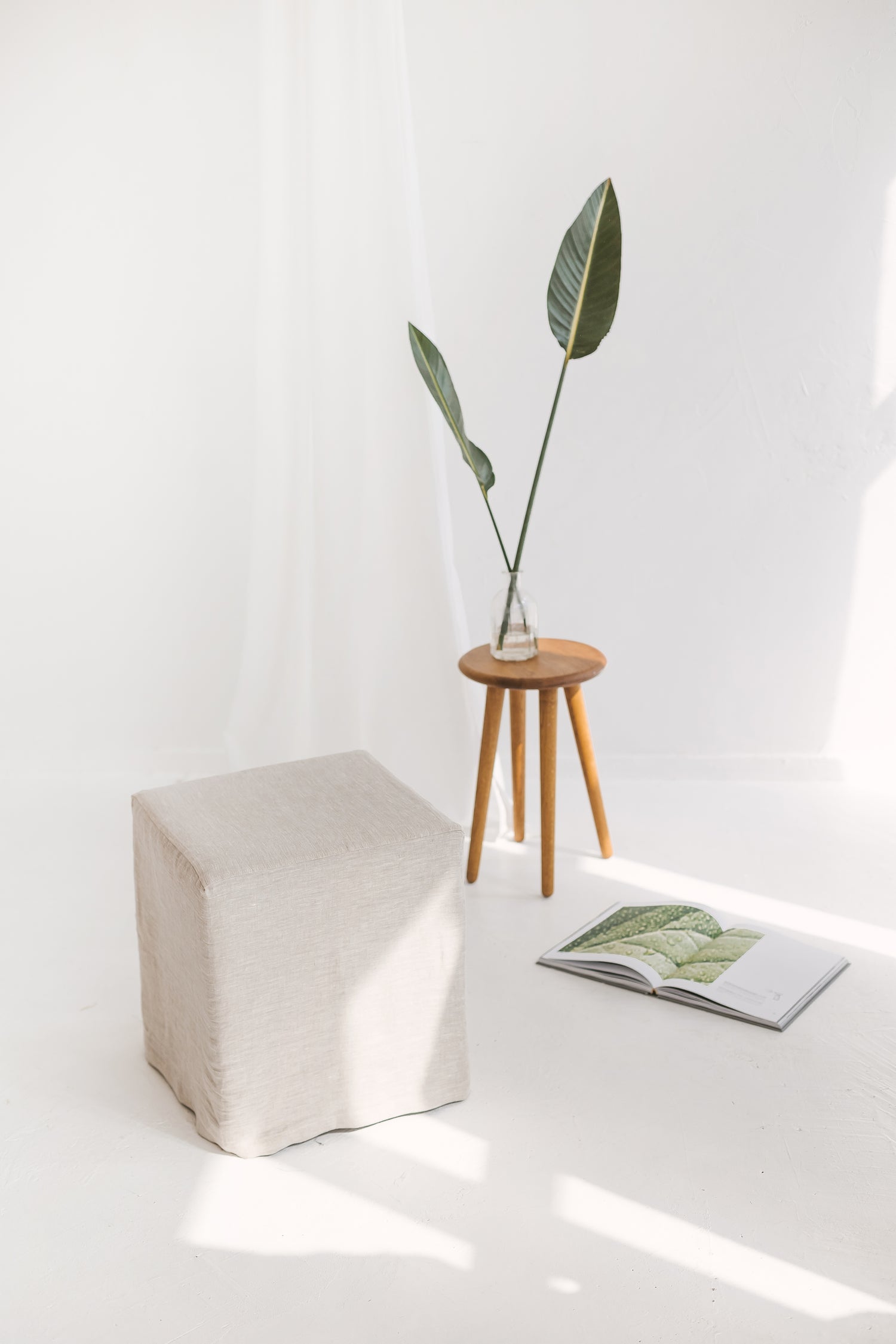linen ottoman cover