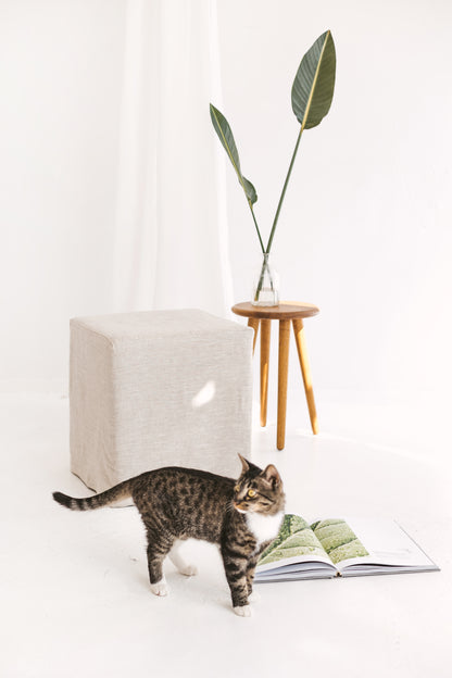 linen ottoman cover