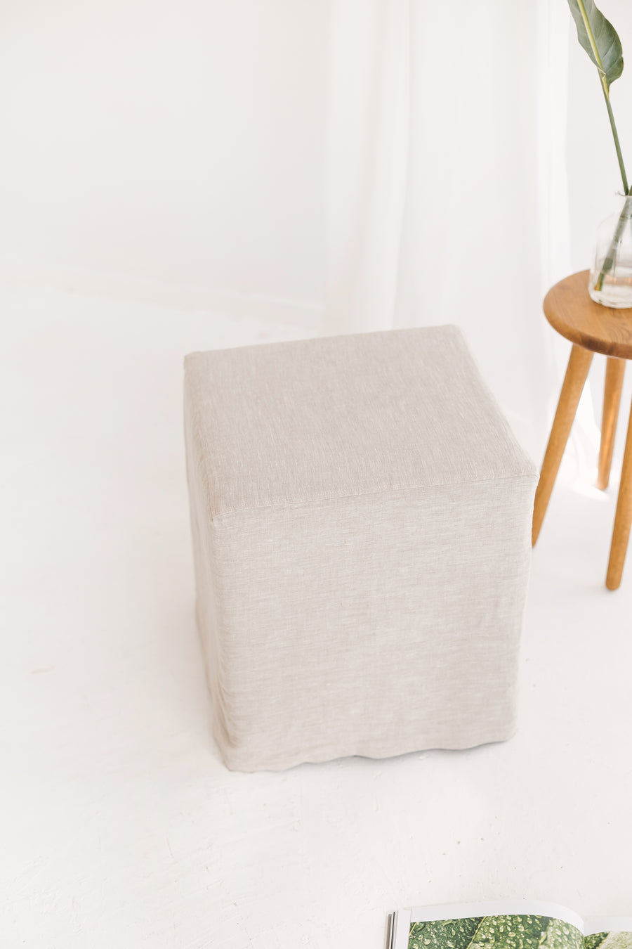 linen ottoman cover