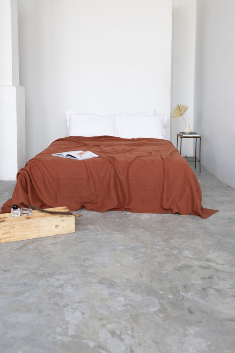 Rusty Linen Bedspread | SAND SNOW LINEN – Sand Snow Linen