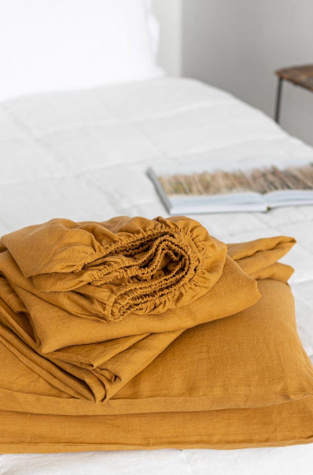 amber linen fitted sheet