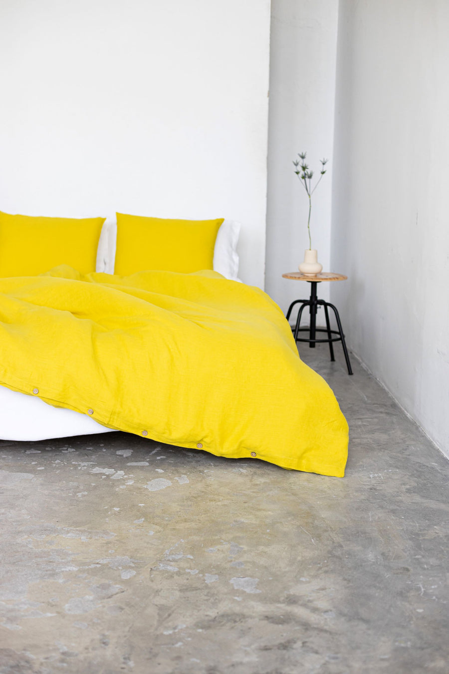 Chartreuse Yellow Linen Duvet Cover And 2 Pillow Cases