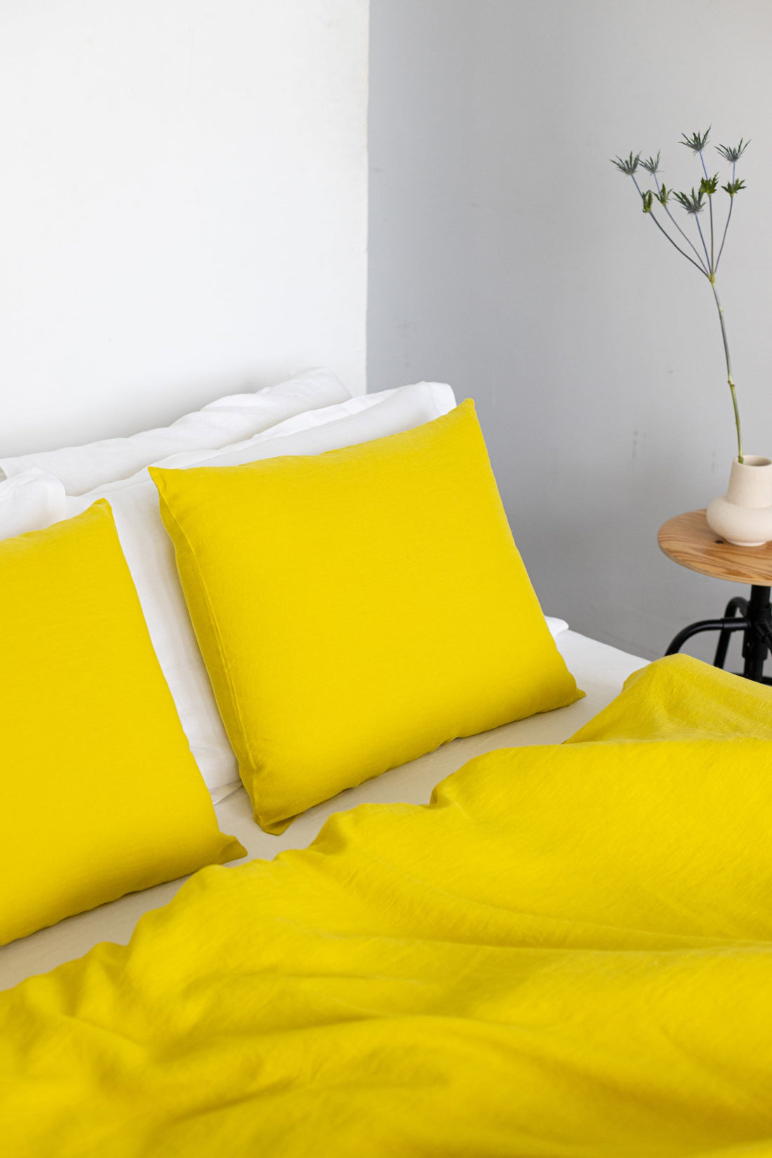 Chartreuse Yellow Linen Pillowcase