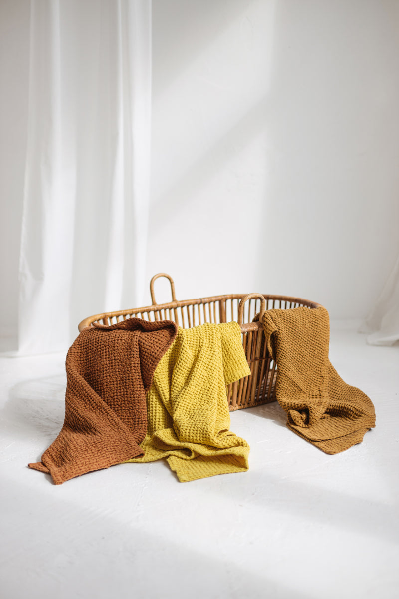 linen waffle blanket