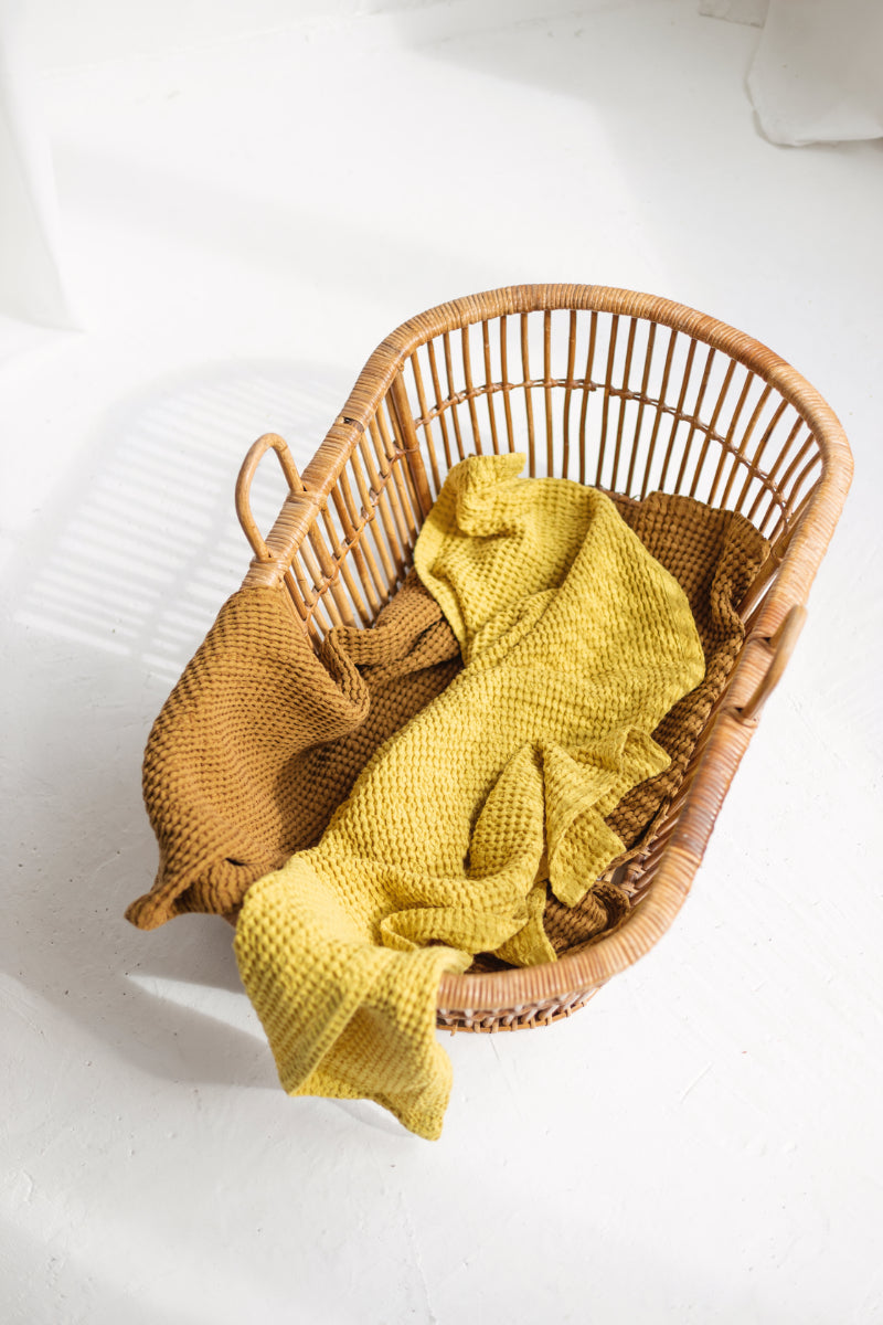 linen waffle blanket