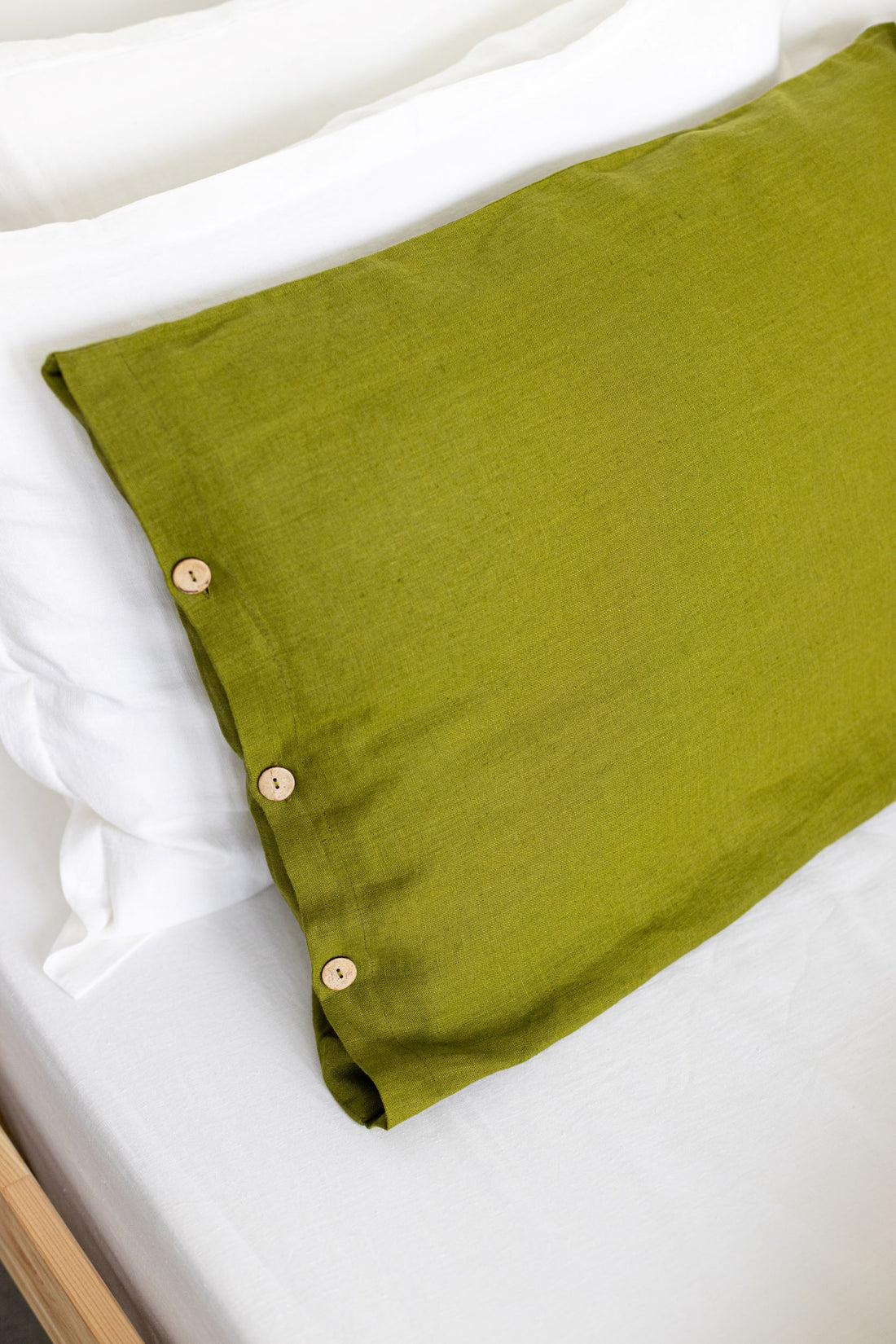 Moss Green Linen Pillowcase