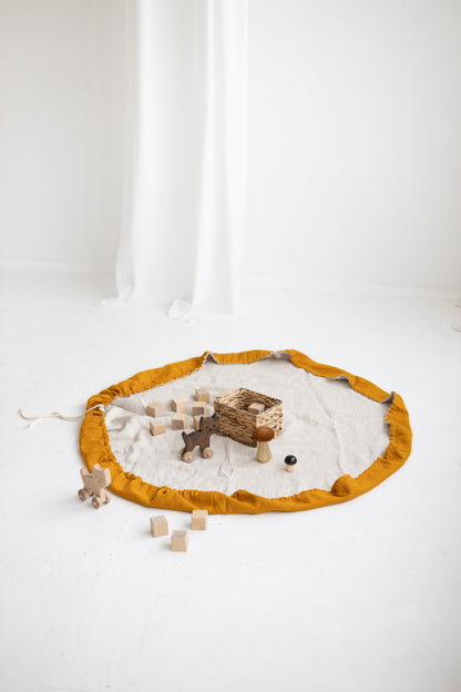 linen play mat toys bag