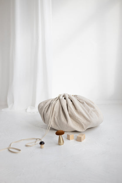 linen play mat toys bag