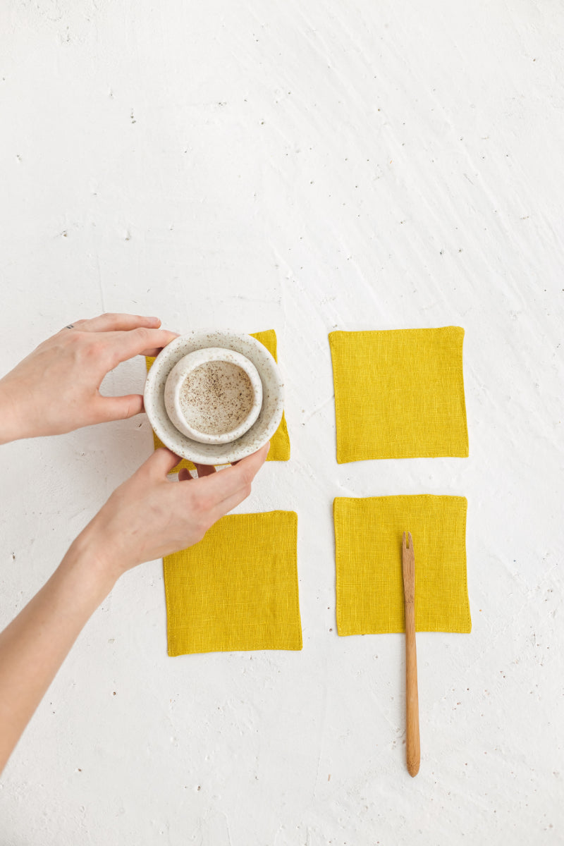 linen coasters set