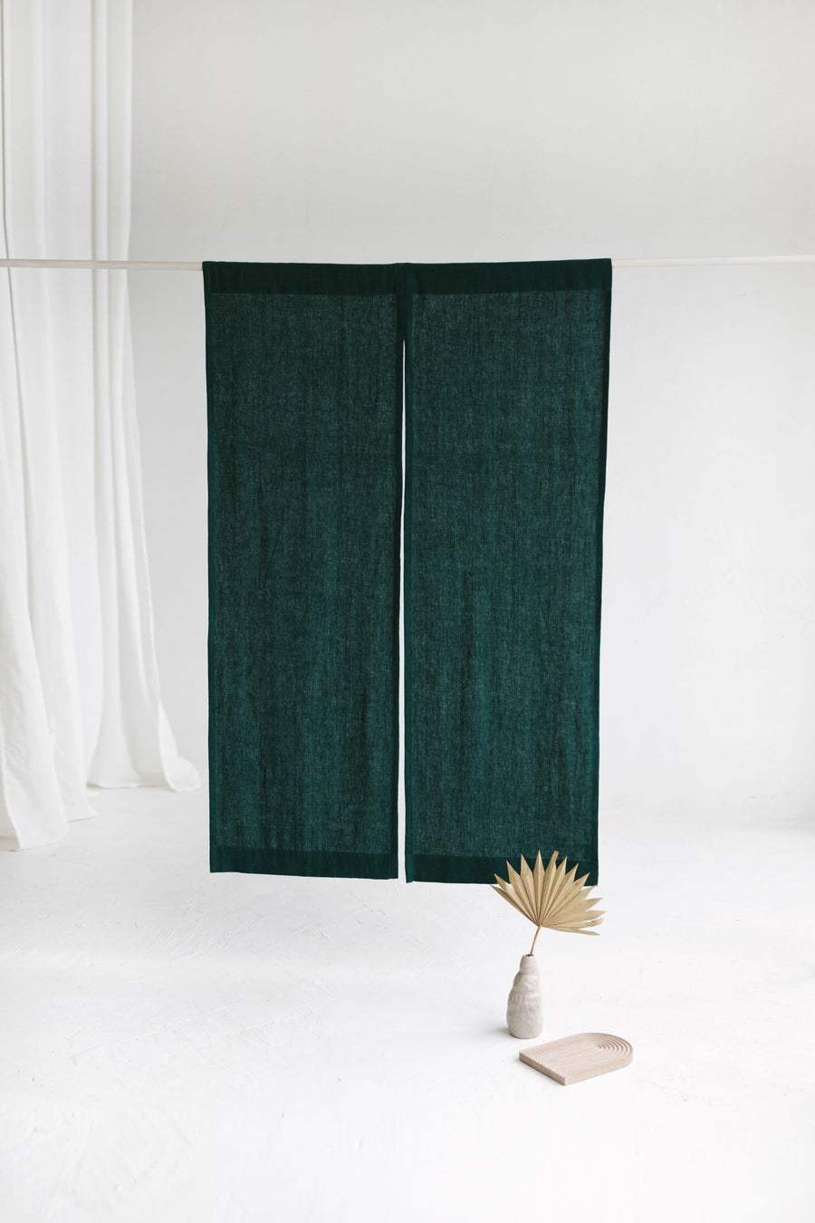 Emerald Linen Japanese Noren Curtain